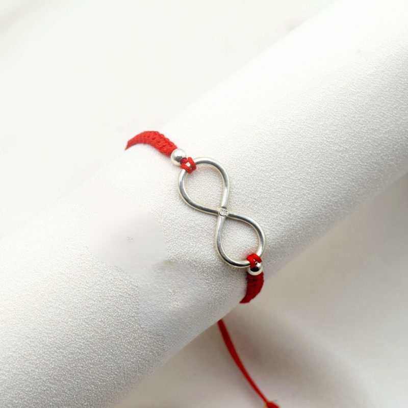 Pulsera de Plata Infinito con Tejido rojo PMP0071C