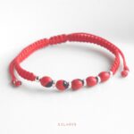 Pulsera Plata 5 Huayruros + Tejido Hilo Rojo PMP0202 (2)