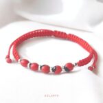 Pulsera Plata 5 Huayruros Adulto Tejido Hilo Rojo PMP0202