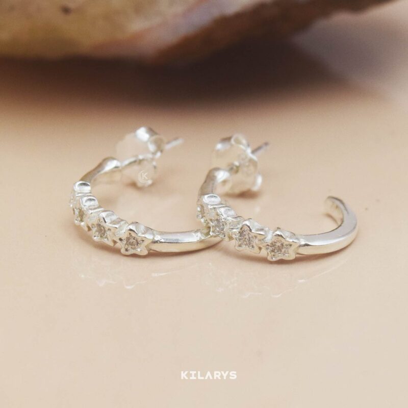 Aretes de Plata Argolla con Zircones