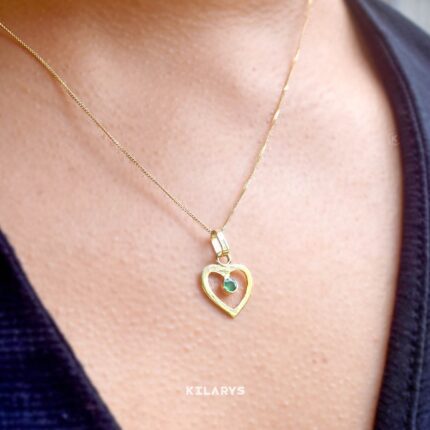 DIJE DE ORO 18K CORAZÓN CON ESMERALDA -JMO0002C