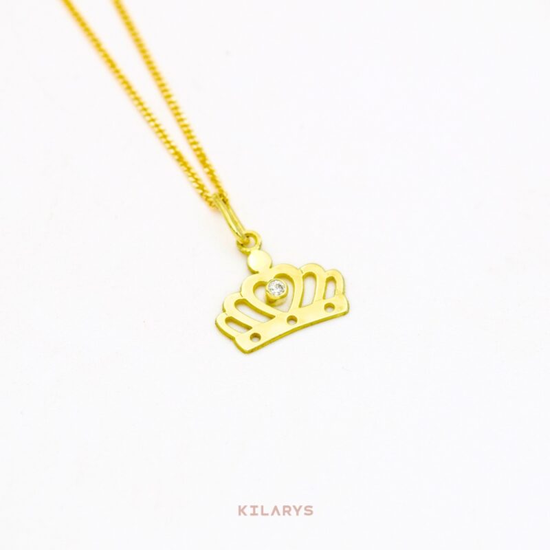 DIJE DE ORO 18K CORONITA MY QUEEN CON MOISSANITA-JMO0057C