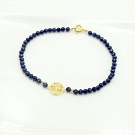 Pulsera de Oro 18k Arbol de la Vida con Zafiro - PMO0025